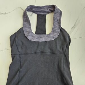 LULULEMON SCOOP NECK RACER BACK TANK TOP BLACK GRAY SIZE 6